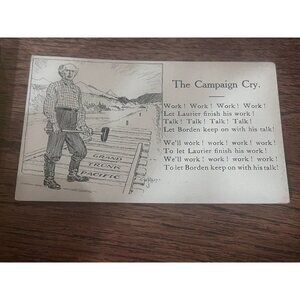 Wilfrid Laurier Prime Minister Canada The Campaign Cry 1900 Postcard